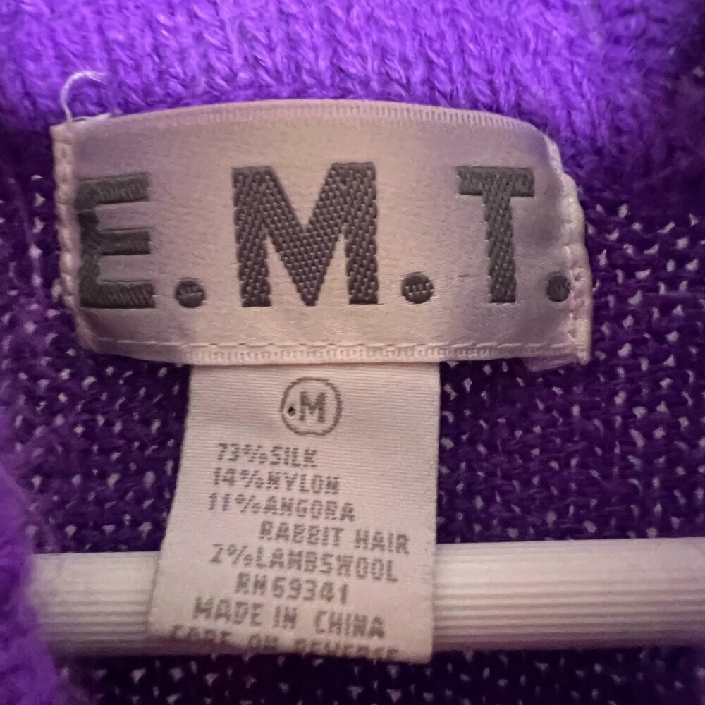 E.M.T. Women Sweater VTG Cowl Neck Silk Angora Knit Fall 80s 90s Luxury Cottage - Picture 4 of 6